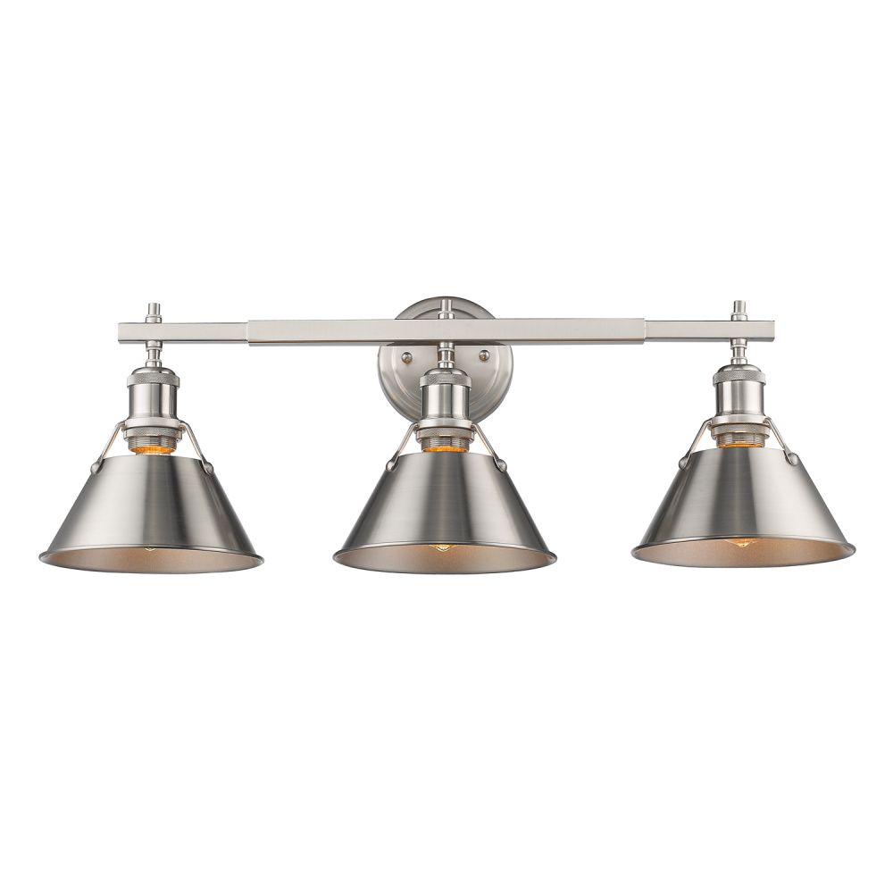 Yep by Golden Lighting Orwell 3-light Vanity in Pewter
